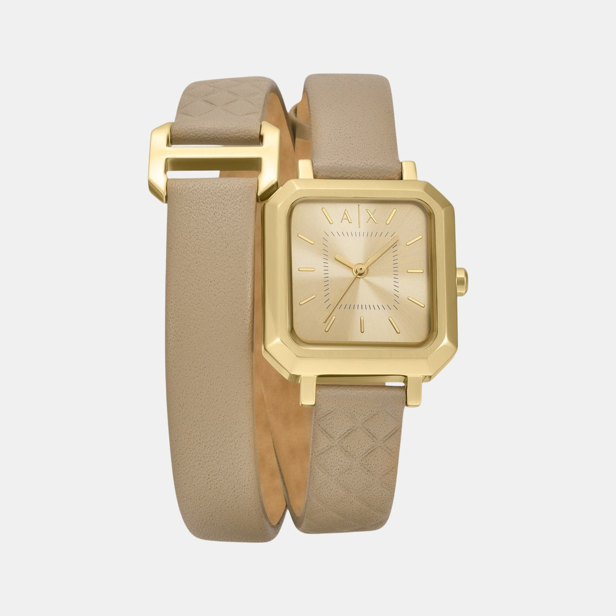 Women Quartz Gold Dial Analog Leather Watch AX5728