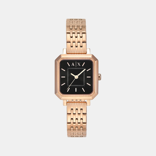 Women Quartz Black Dial Analog Stainless Steel Watch AX5729