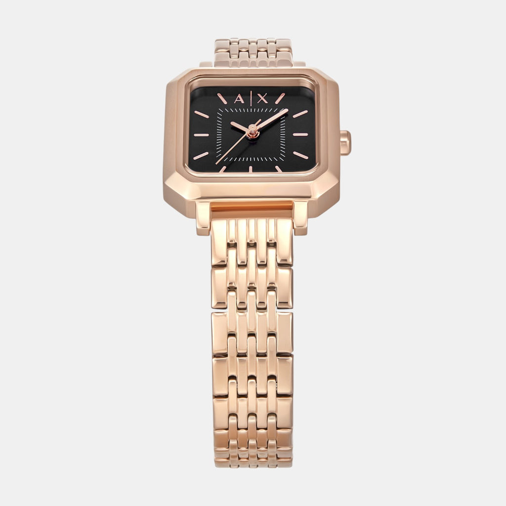 Women Quartz Black Dial Analog Stainless Steel Watch AX5729