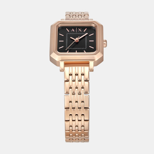 Women Quartz Black Dial Analog Stainless Steel Watch AX5729