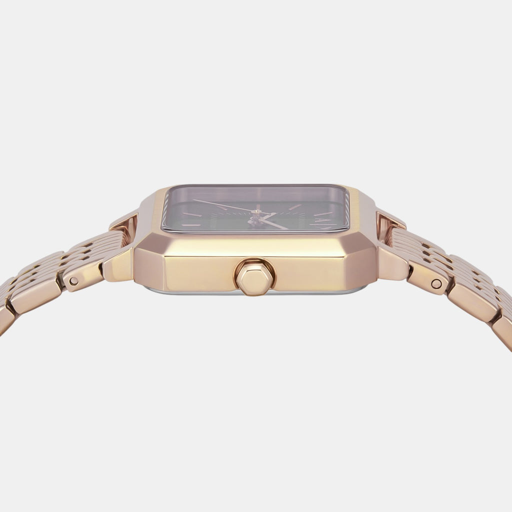 Women Quartz Black Dial Analog Stainless Steel Watch AX5729