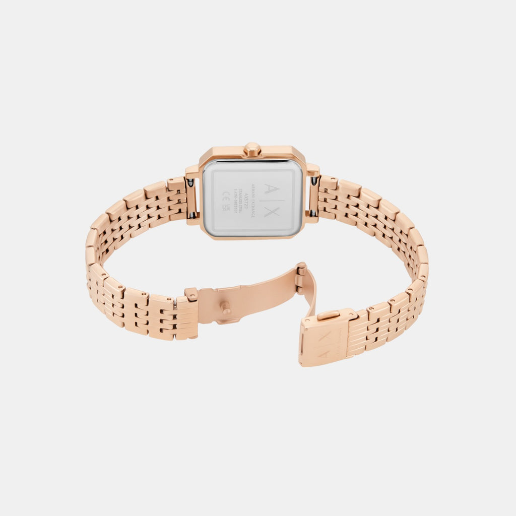 Women Quartz Black Dial Analog Stainless Steel Watch AX5729