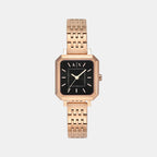 Women Quartz Black Dial Analog Stainless Steel Watch AX5729