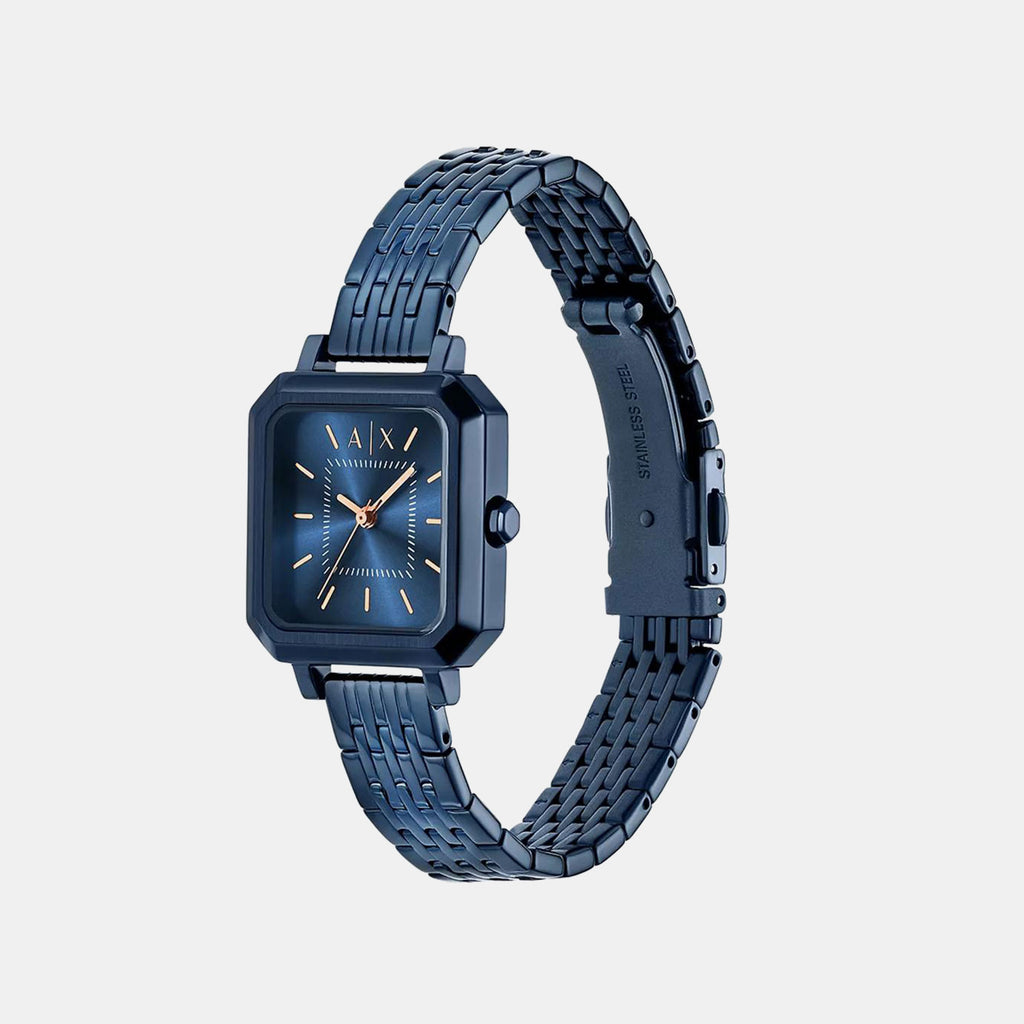 Women Quartz Blue Dial Analog Stainless Steel Watch AX5730