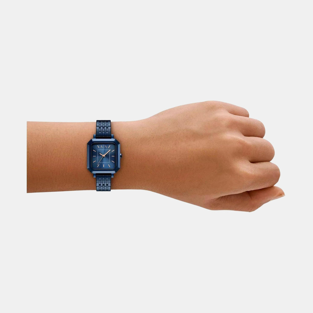 Women Quartz Blue Dial Analog Stainless Steel Watch AX5730