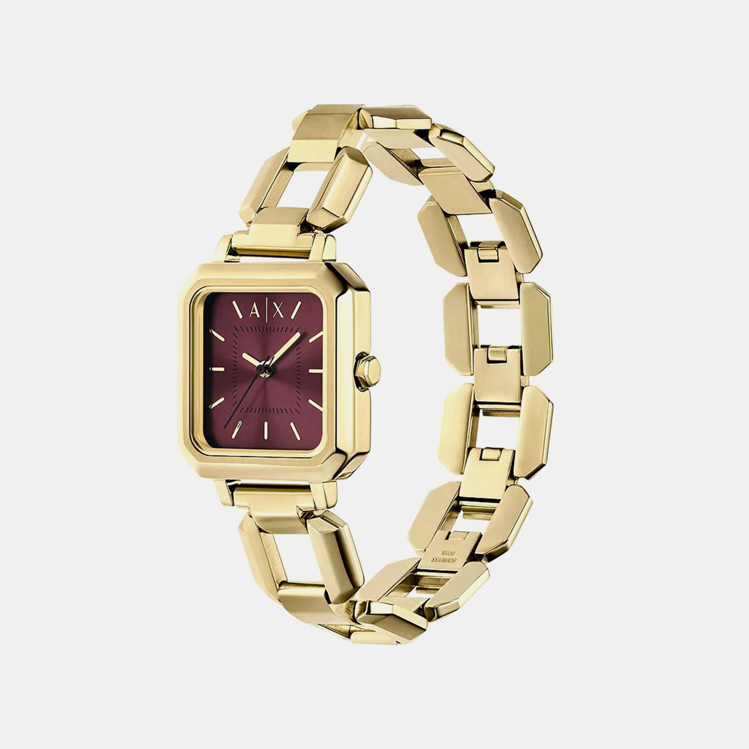 Women Quartz Red Dial Analog Stainless Steel Watch AX5734