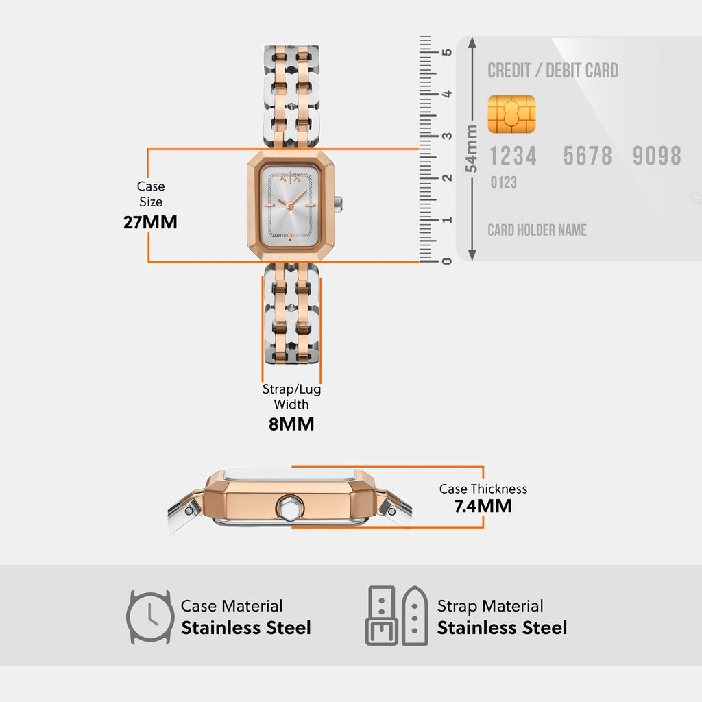 Women Quartz Silver Dial Analog Stainless Steel Watch AX5810