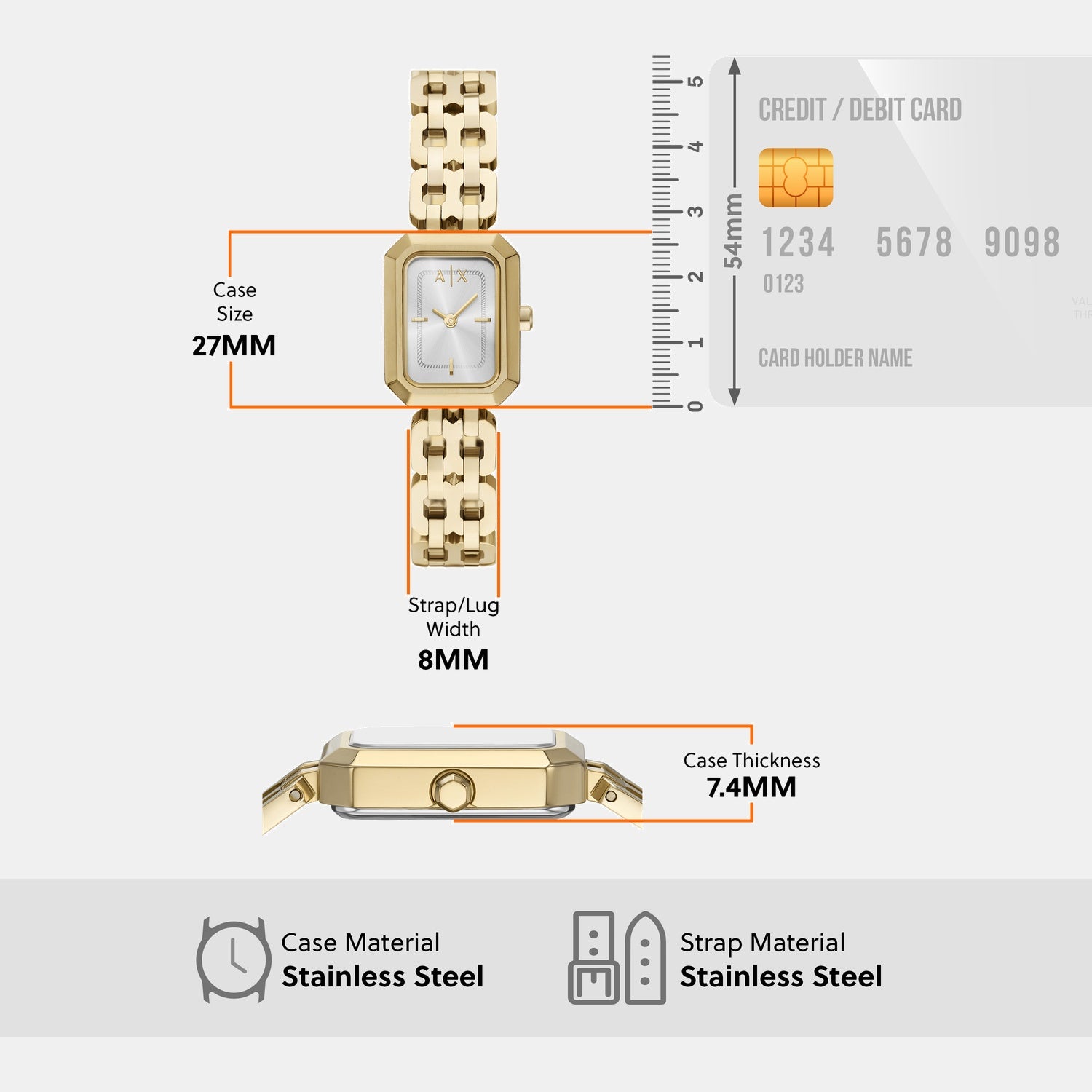 Women Quartz Silver Dial Analog Stainless Steel Watch AX5811