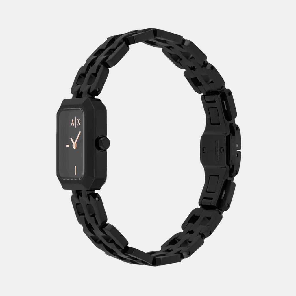 Women Quartz Black Dial Analog Stainless Steel Watch AX5813