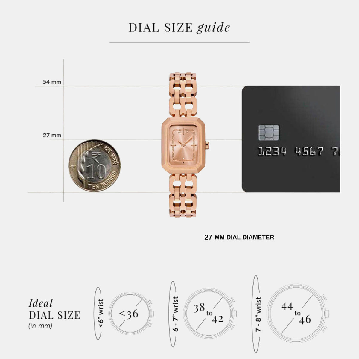 Women Quartz Rose Gold Dial Analog Stainless Steel Watch AX5814