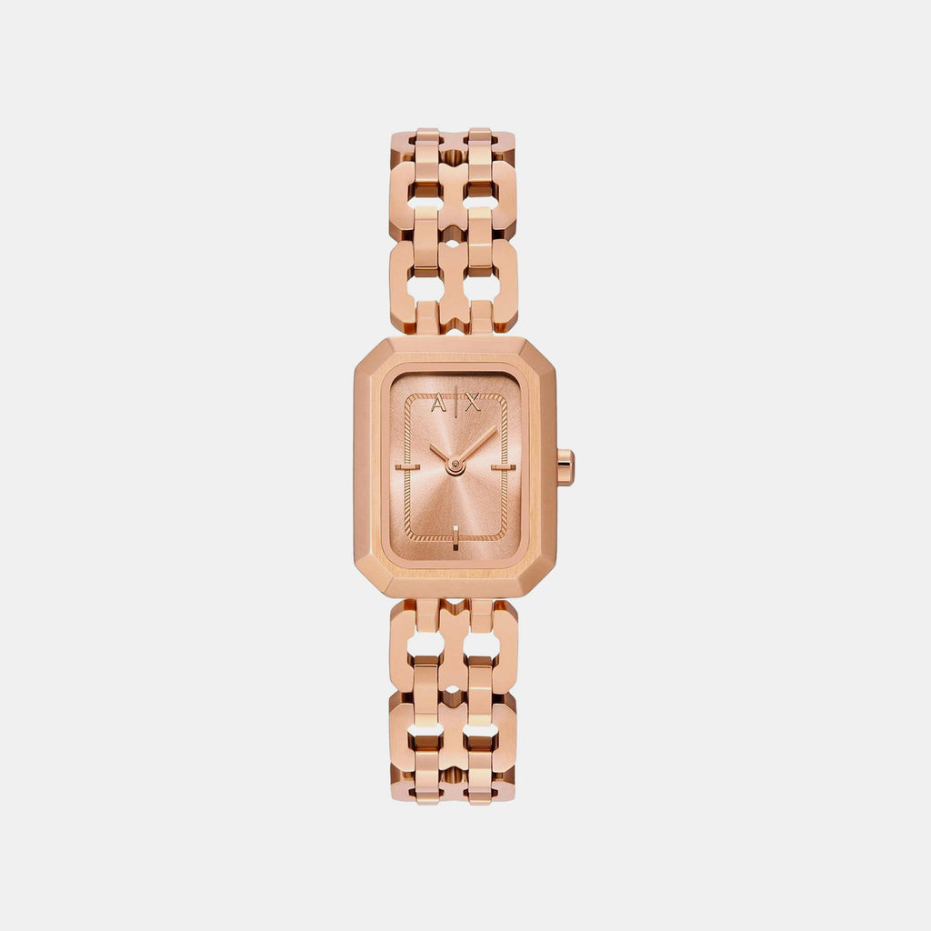 Women Quartz Rose Gold Dial Analog Stainless Steel Watch AX5814
