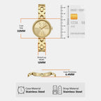 Women Quartz Gold Dial Analog Stainless Steel Watch AX5831
