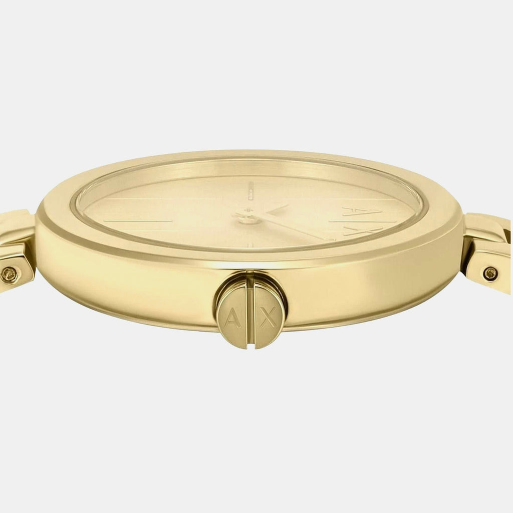 Women Quartz Gold Dial Analog Stainless Steel Watch AX5831
