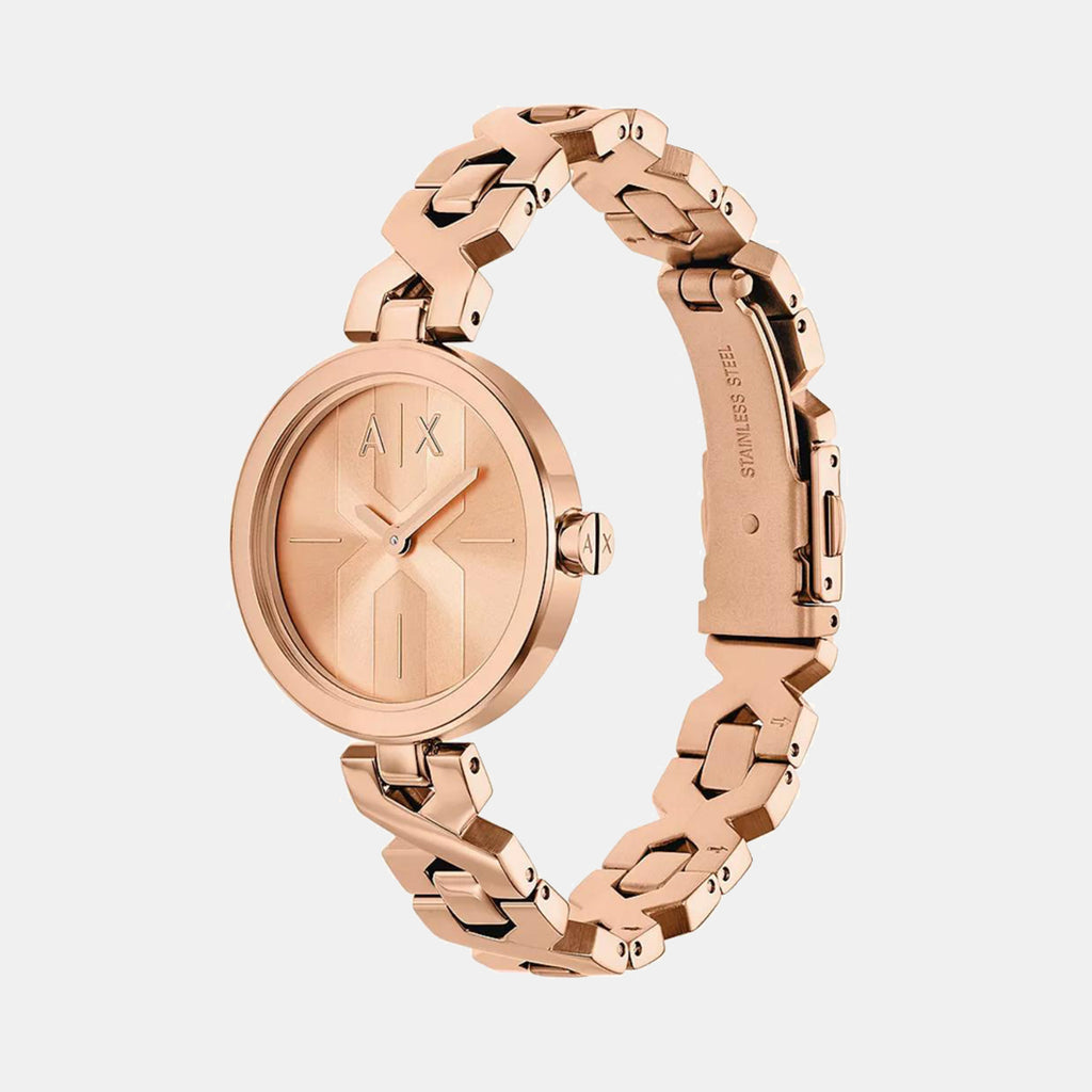 Women Quartz Rose Gold Dial Analog Stainless Steel Watch AX5832