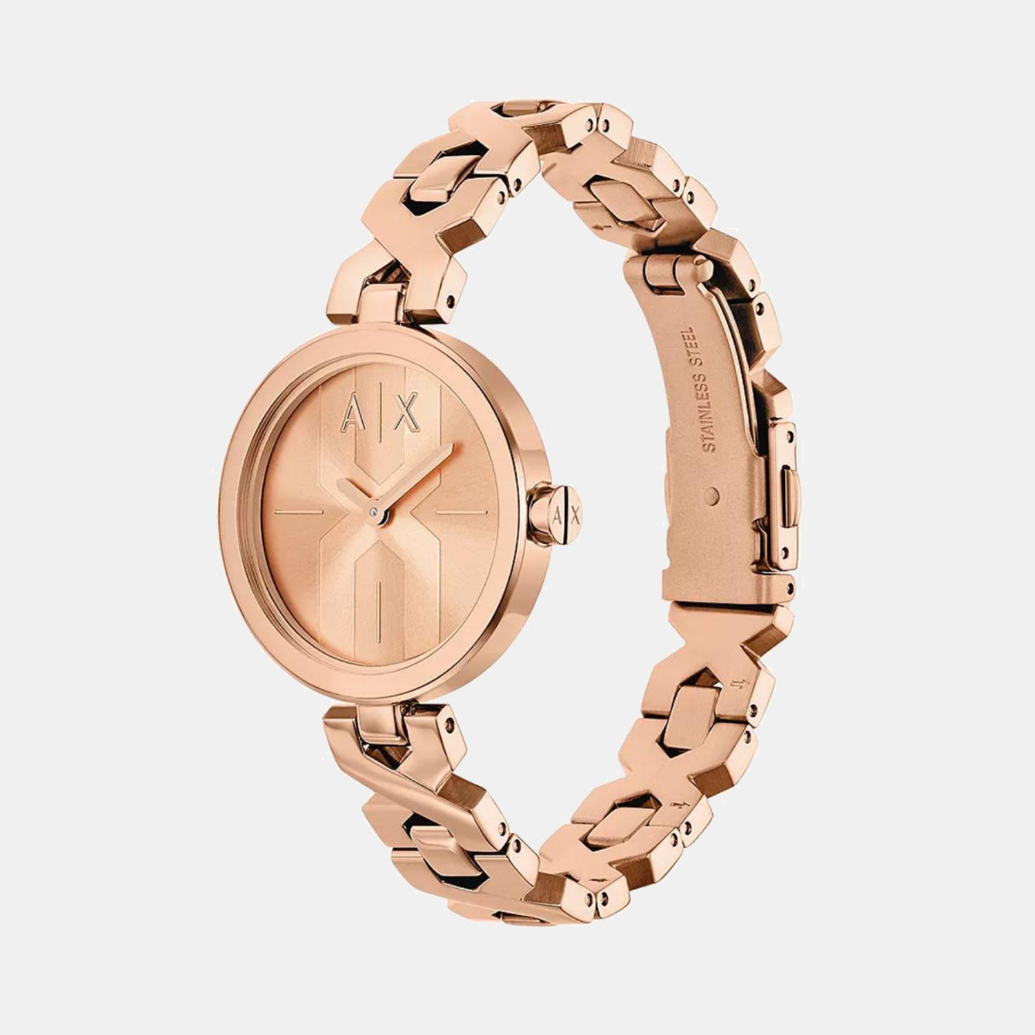 Women Quartz Rose Gold Dial Analog Stainless Steel Watch AX5832