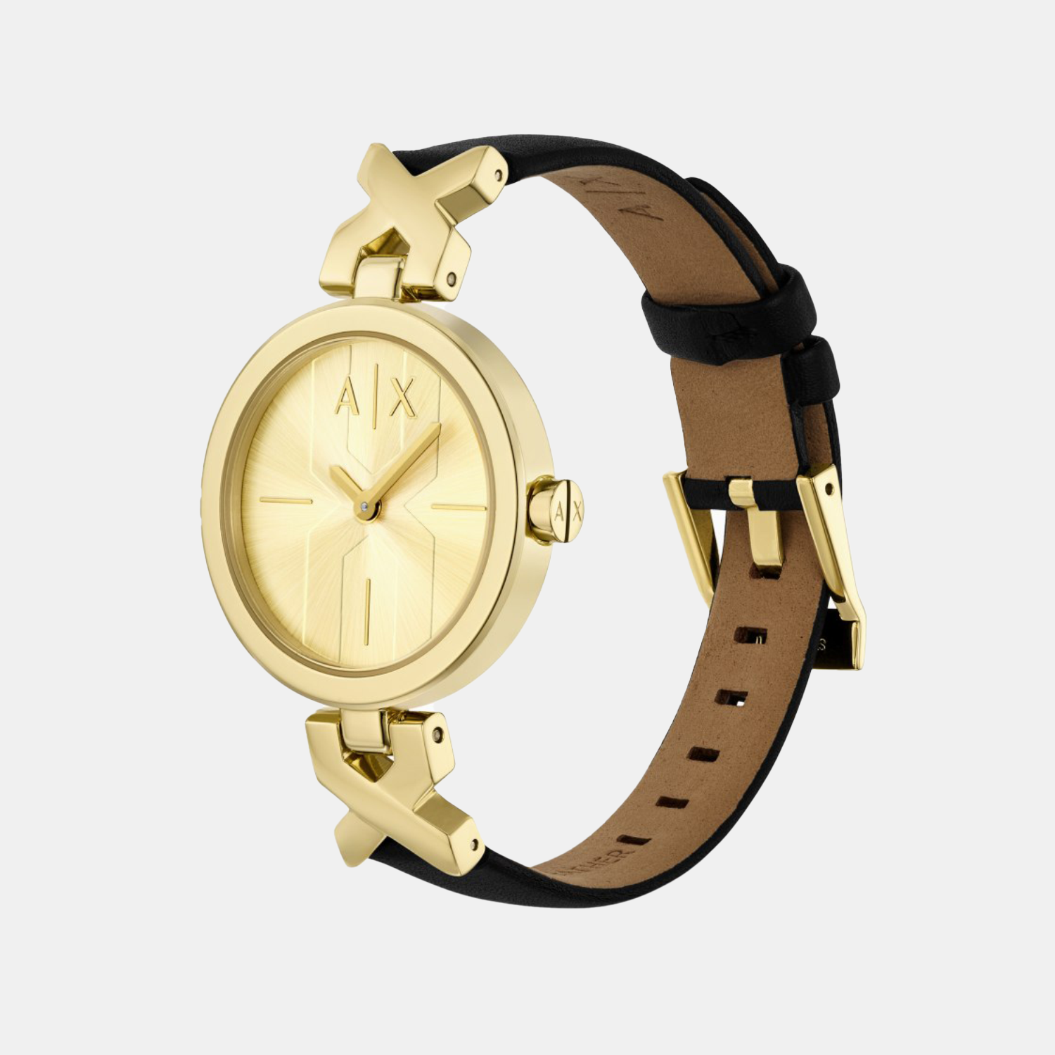 Women Quartz Gold Dial Analog Leather Watch AX5833