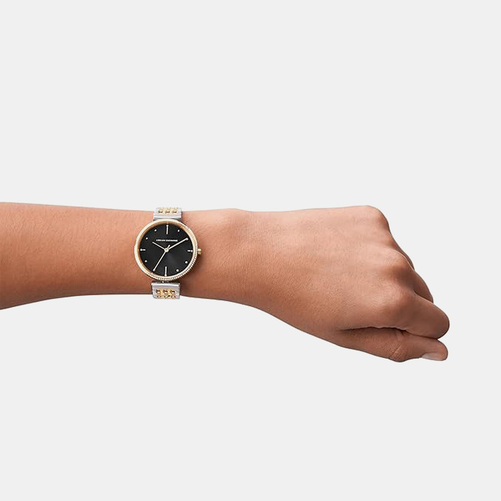 Women Quartz Black Dial Analog Stainless Steel Watch AX5911