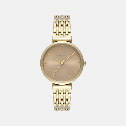 Women Quartz Brown Dial Analog Stainless Steel Watch AX5916