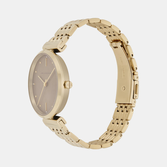 Women Quartz Brown Dial Analog Stainless Steel Watch AX5916