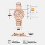 Women Quartz Rose Gold Dial Chronograph Stainless Steel Watch AX6035
