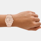 Women Quartz Rose Gold Dial Chronograph Stainless Steel Watch AX6035