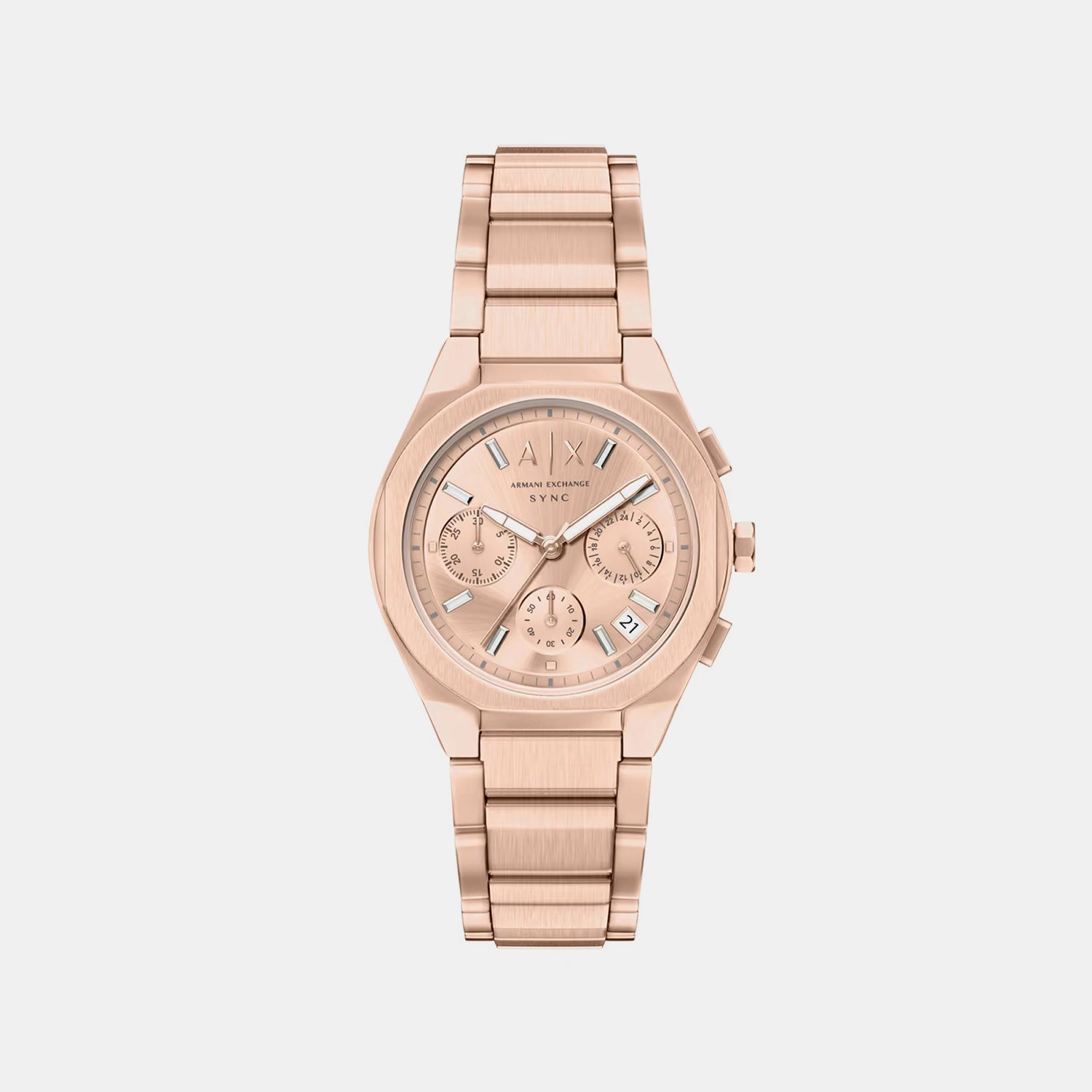 Women Quartz Rose Gold Dial Chronograph Stainless Steel Watch AX6035
