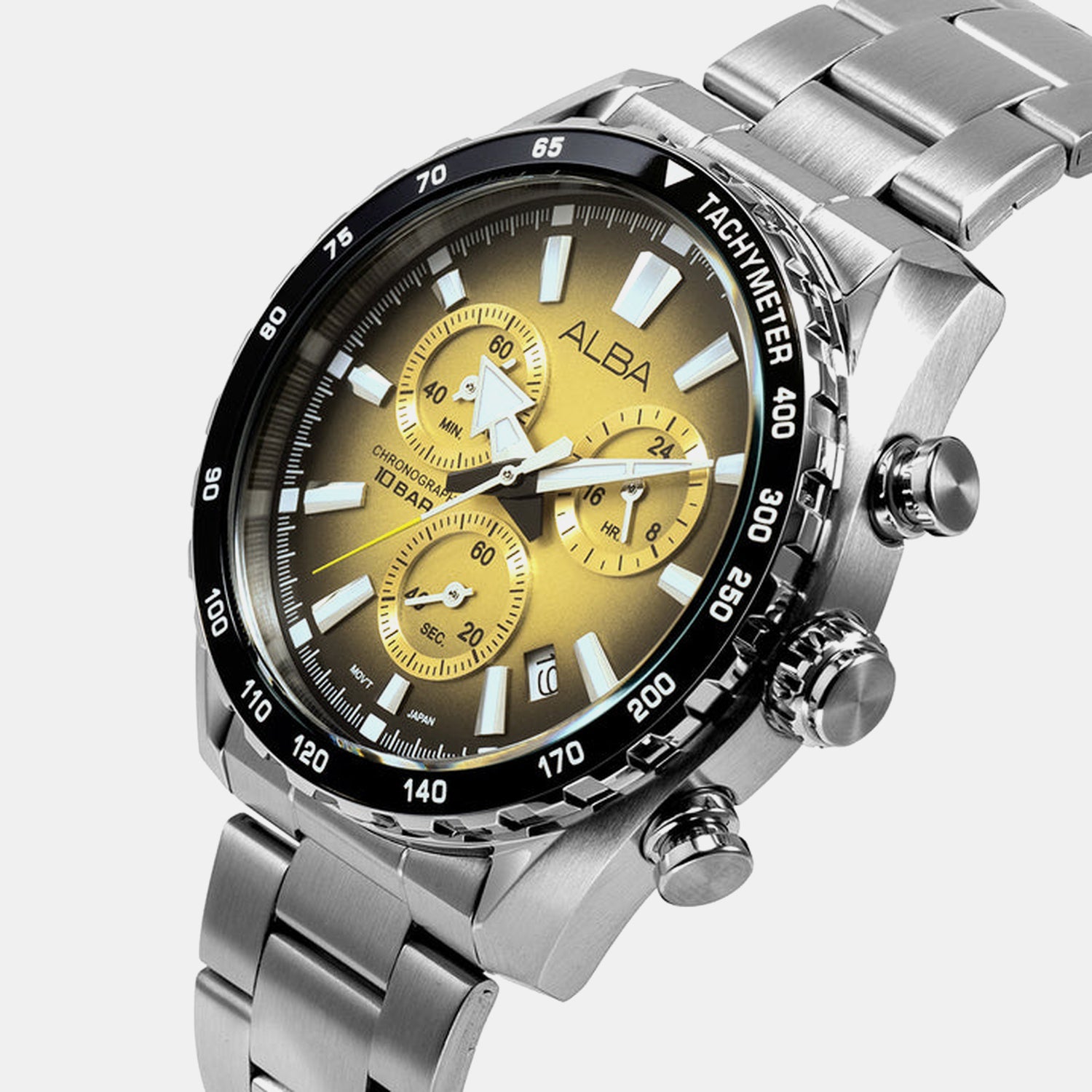 Men Quartz Gold Dial Chronograph Stainless Steel Watch AX7005X1