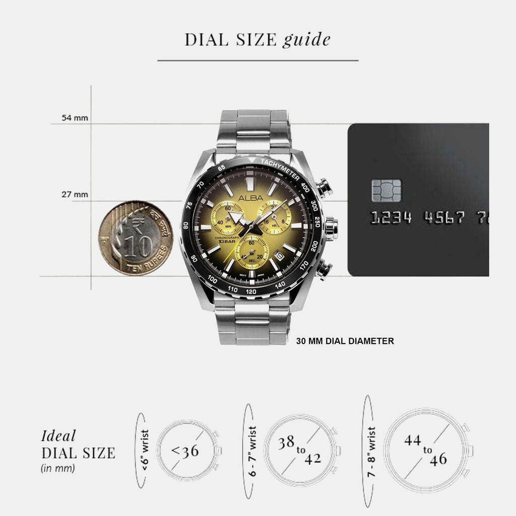 Men Quartz Gold Dial Chronograph Stainless Steel Watch AX7005X1