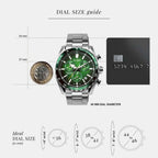 Men Quartz Green Dial Chronograph Stainless Steel Watch AX7007X1