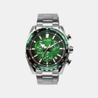 Men Quartz Green Dial Chronograph Stainless Steel Watch AX7007X1
