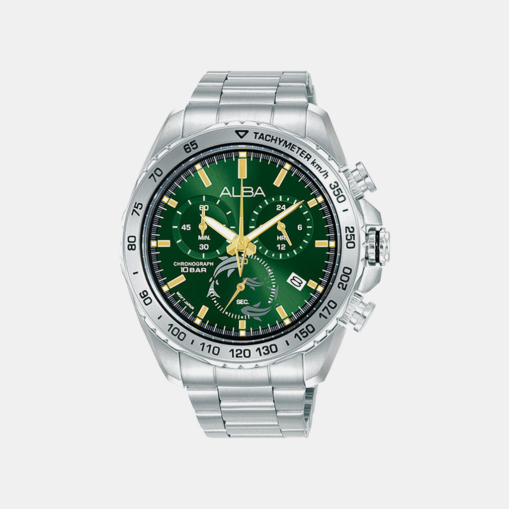 Men Quartz Green Dial Chronograph Stainless Steel Watch AX7013X1