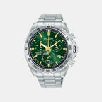 Men Quartz Green Dial Chronograph Stainless Steel Watch AX7013X1