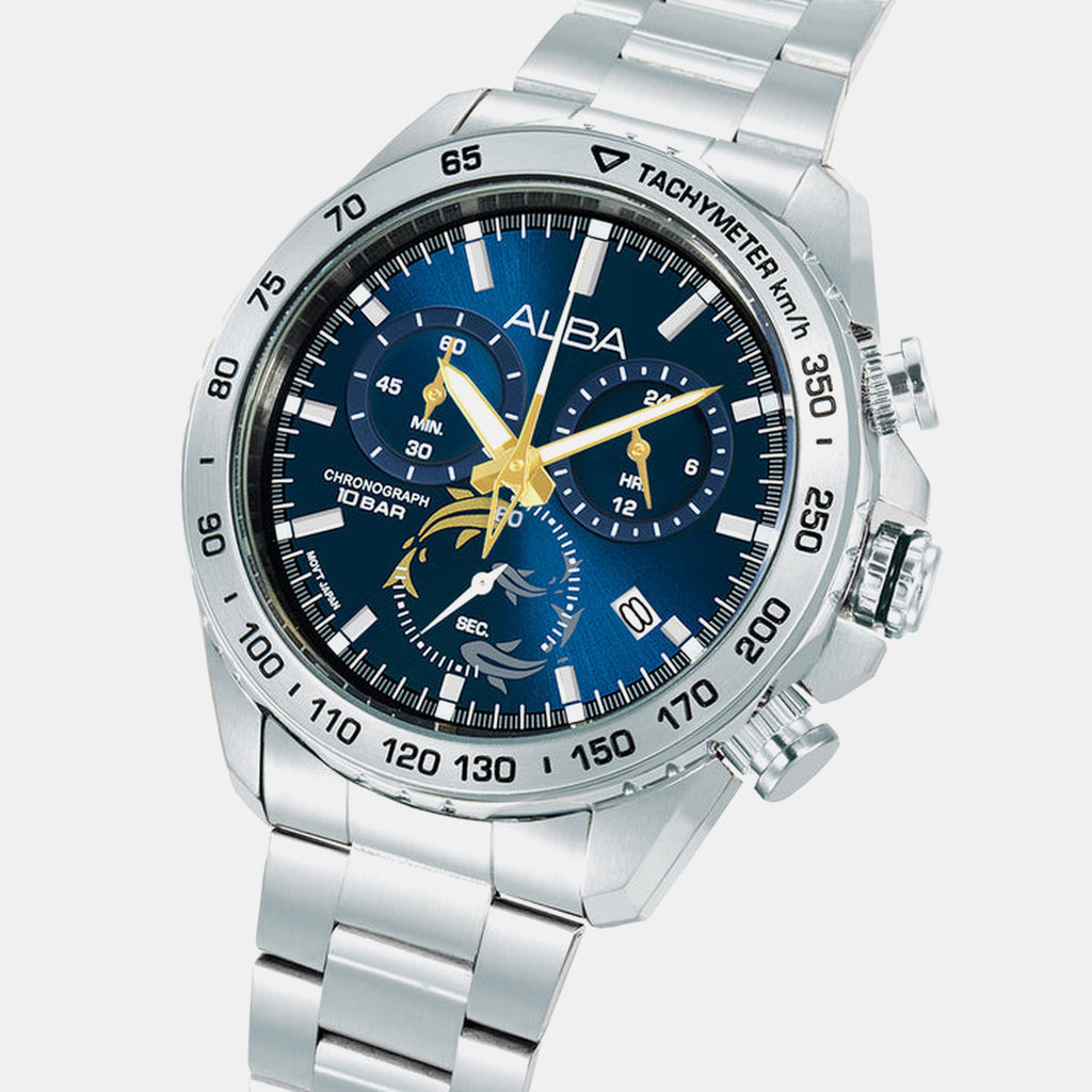 Men Quartz Blue Dial Chronograph Stainless Steel Watch AX7015X1