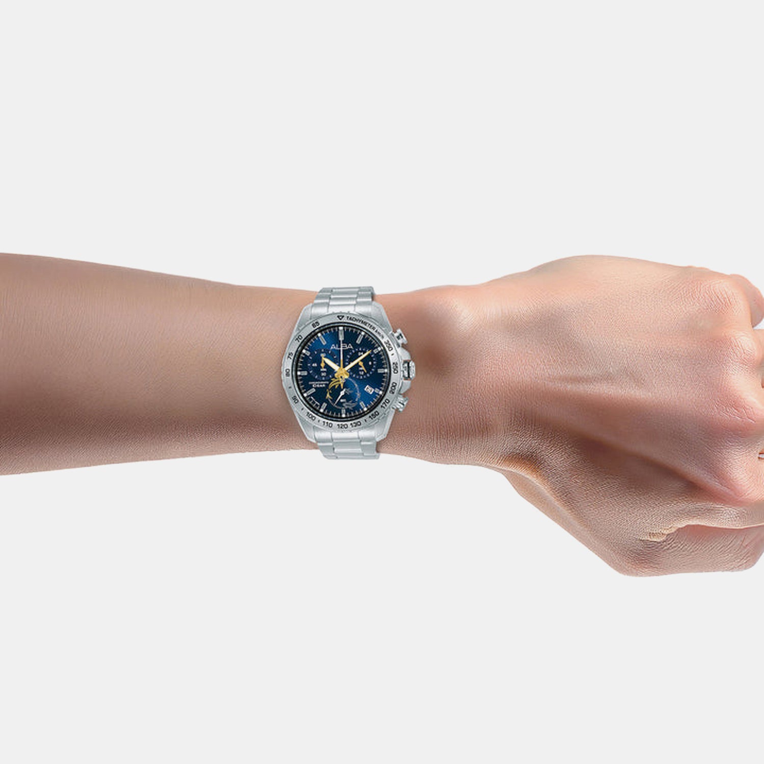 Men Quartz Blue Dial Chronograph Stainless Steel Watch AX7015X1