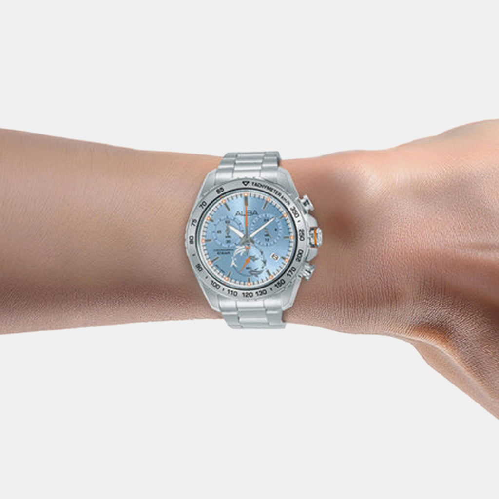Men Quartz Blue Dial Chronograph Stainless Steel Watch AX7019X1