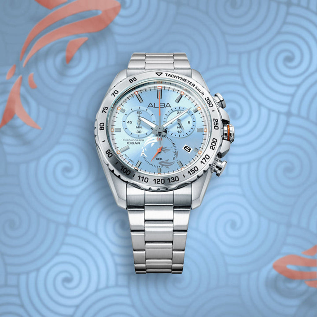 Men Quartz Blue Dial Chronograph Stainless Steel Watch AX7019X1