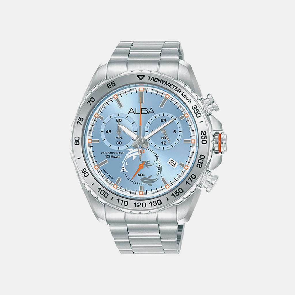 Men Quartz Blue Dial Chronograph Stainless Steel Watch AX7019X1