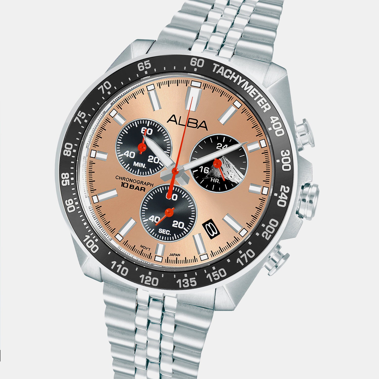 Men Quartz Copper Dial Chronograph Stainless Steel Watch AX7023X1