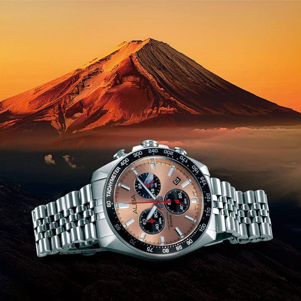 Men Quartz Copper Dial Chronograph Stainless Steel Watch AX7023X1