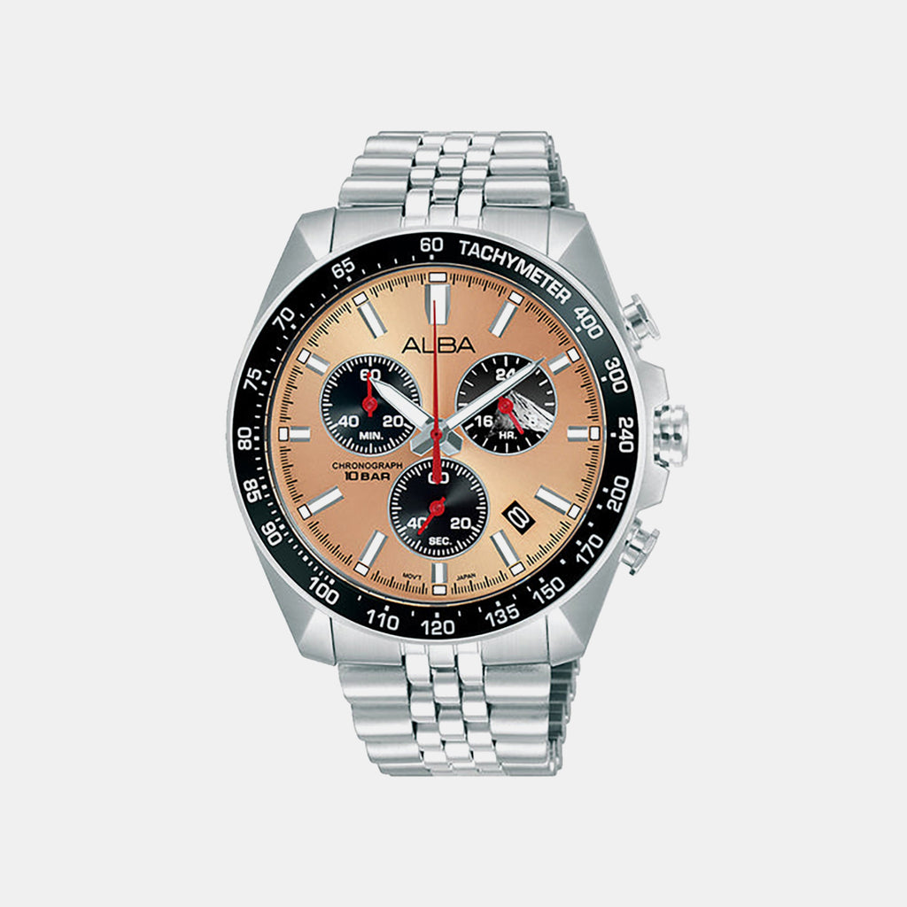 Men Quartz Copper Dial Chronograph Stainless Steel Watch AX7023X1