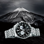 Panda Sport Men Quartz Black Dial Chronograph Stainless Steel Watch AX7025X1