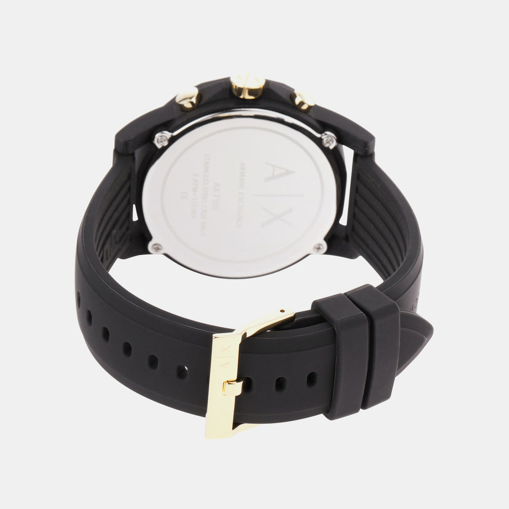 Outerbanks Men Quartz Black Dial Chronograph Silicone Watch AX7105
