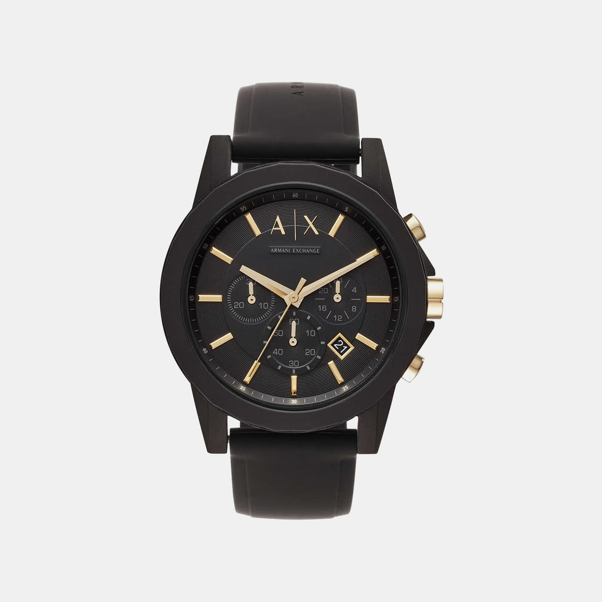 Outerbanks Men Quartz Black Dial Chronograph Silicone Watch AX7105