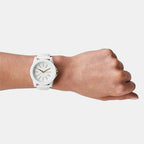 Lady Banks Women Quartz White Dial Analog Silicone Watch AX7126