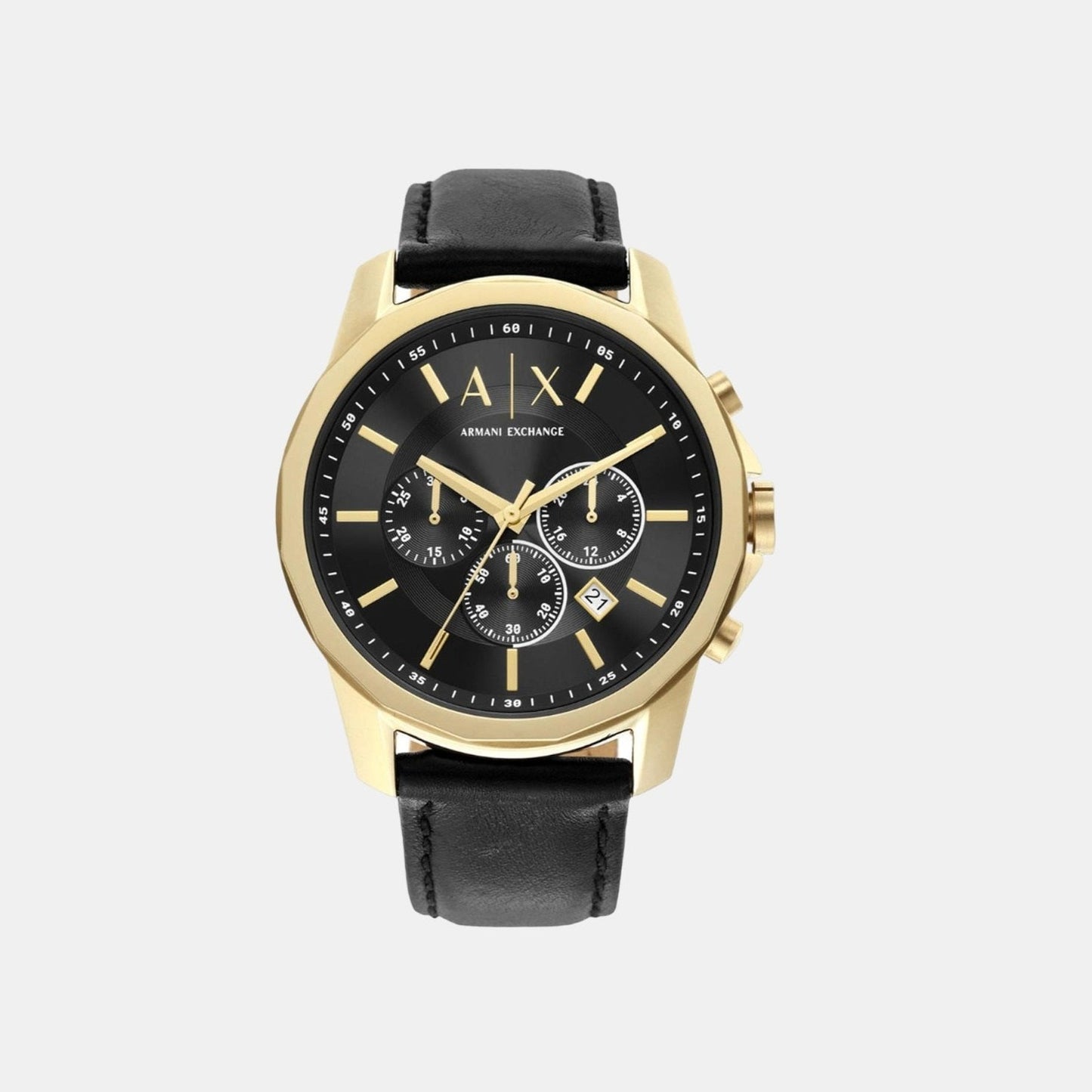 Male Black Leather Chronograph Watch AX7133SET