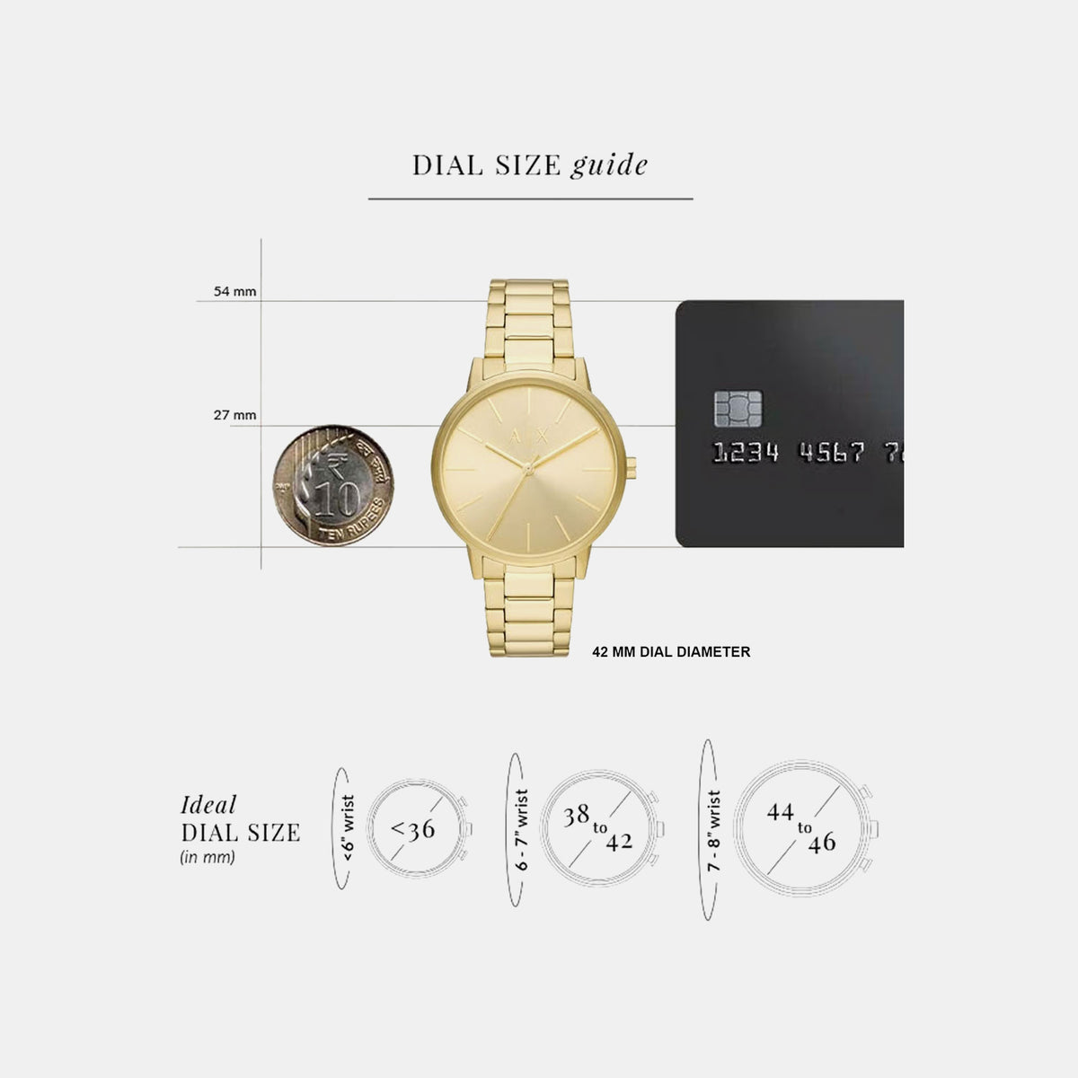 Men Quartz Gold Dial Analog Stainless Steel Watch AX7144SET