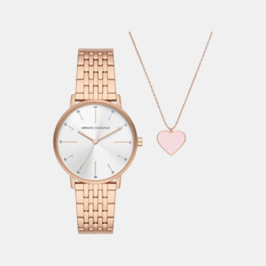 Na Women Quartz White Dial Analog Stainless Steel Watch AX7145SET