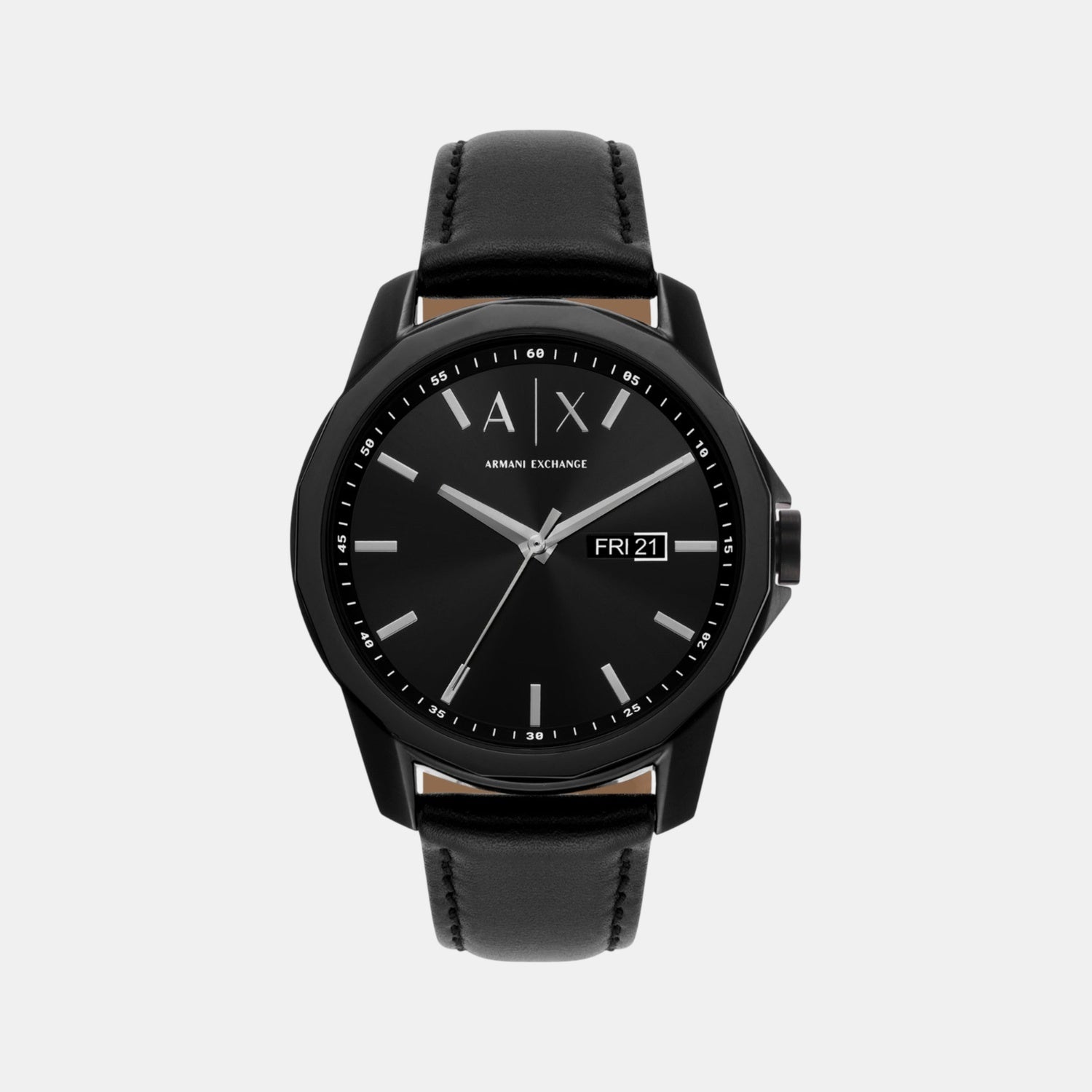 Banks Men Quartz Black Dial Analog Leather Watch AX7147SET