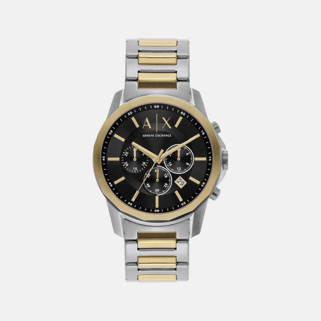 Banks Men Quartz Black Dial Chronograph Stainless Steel Watch AX7148SET