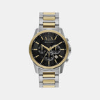 Banks Men Quartz Black Dial Chronograph Stainless Steel Watch AX7148SET